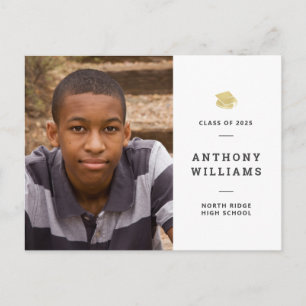 Modern Black & White Photo Graduation Postcard