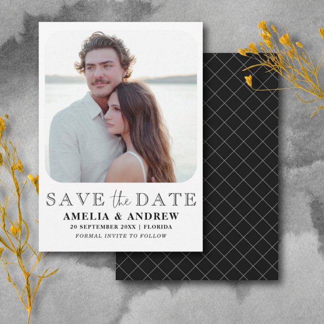 Modern Black & White  Photo Save the Date (Creator Uploaded)