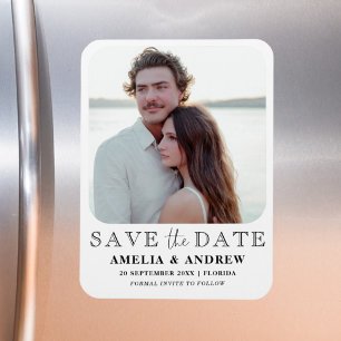 Modern Black & White Photo Save the Date Magnet