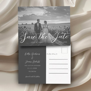Modern Black & White Photo Save the Date Postcard