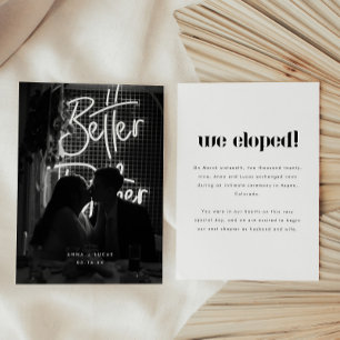 Modern Black & White Photo Wedding Elopement Announcement