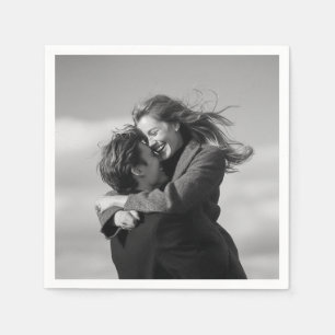 Modern Black & White Photo Wedding Napkins