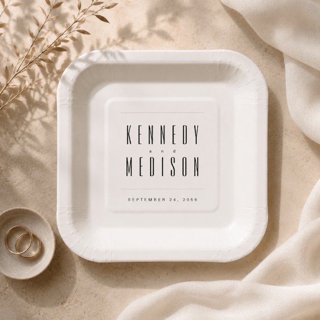 Modern Black & White Photo Wedding Paper Coasters (Creator Uploaded)