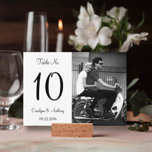 Modern Black & White Photo Wedding Table Number