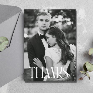 Modern Black White Photo Wedding Thank You Cards
