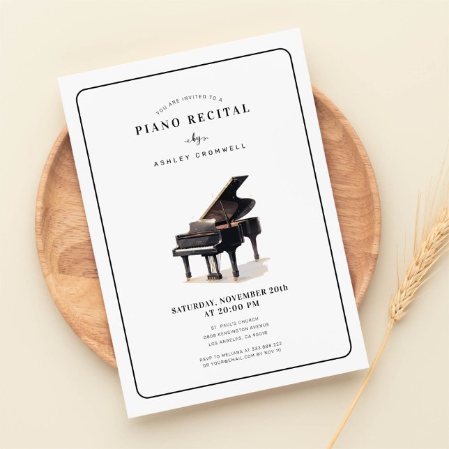 Modern Black & White Piano Recital Invitation (Creator Uploaded)