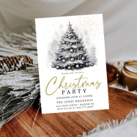 Modern Black & White Plaid Christmas Tree Party