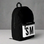 Modern Black & White Player Sports Boy Monogram Printed Backpack<br><div class="desc">Certainly! This printed backpack, designed in a modern and elegant black and white colour scheme, showcases initials for a sleek and personalised touch. Its sophisticated design effortlessly combines modernity and style, making it a fashionable and practical accessory for travel. Embrace a chic and contemporary printed backpack, featuring personalised initials in...</div>