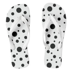 Modern Black White Polka Dot Jandals