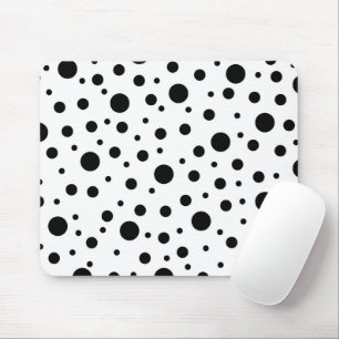 Modern Black White Polka Dot Mouse Pad