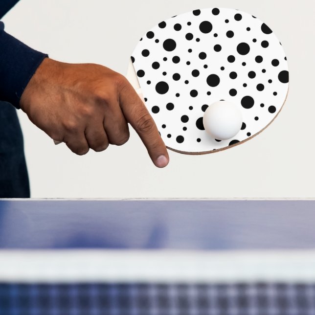 Modern Black White Polka Dot Ping Pong Paddle (Insitu)