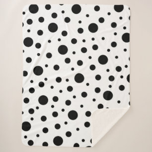 Modern Black White Polka Dot Sherpa Blanket
