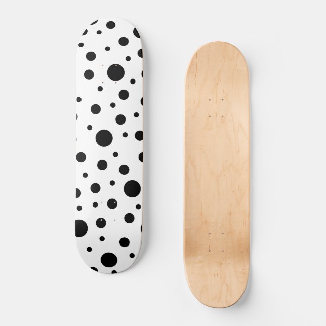 Modern Black White Polka Dot Skateboard (Front)
