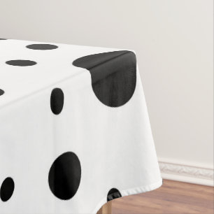 Modern Black White Polka Dot Tablecloth