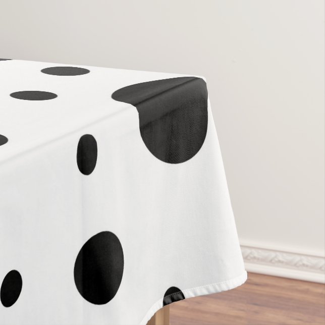 Modern Black White Polka Dot Tablecloth (In Situ)