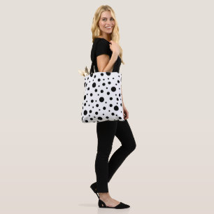 Modern Black White Polka Dot Tote Bag