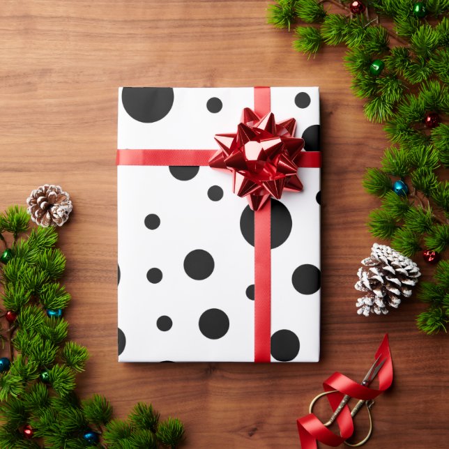 Modern Black White Polka Dot Wrapping Paper (Holiday Gift)