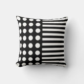 Modern Black White Polka Dots And Stripes Pattern Cushion (Front)