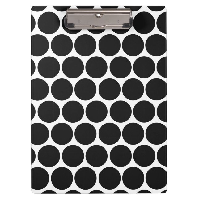 MODERN BLACK, WHITE POLKA DOTS CLIPBOARD (Front)