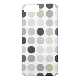 Modern black white polka dots pattern monogram Case-Mate iPhone case