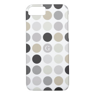 Modern black white polka dots pattern monogram Case-Mate iPhone case