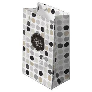Modern black white polka dots pattern monogram small gift bag