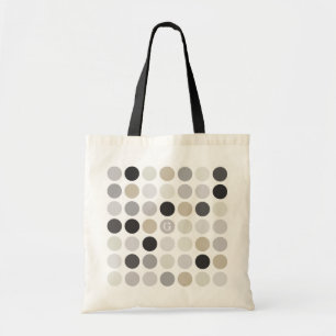 Modern black white polka dots pattern monogram tote bag