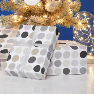 Modern black white polka dots pattern monogram wrapping paper