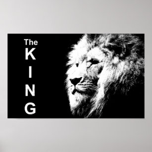 Modern Black & White Pop Art Lion Head Template Poster