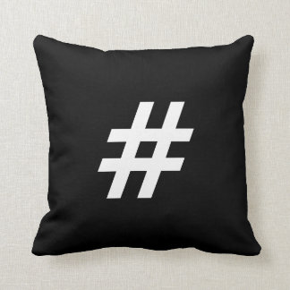 Modern Black & White # Pound sign (hashtag) Button Cushion