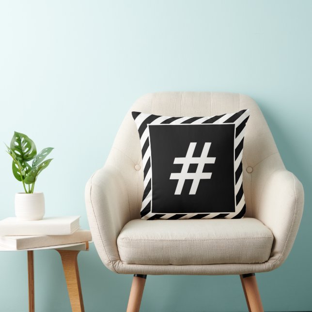Modern Black & White # Pound sign (hashtag) Button Cushion (Chair)