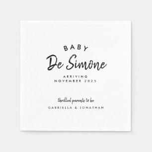 Modern Black White Pregnancy Announcement  Napkin