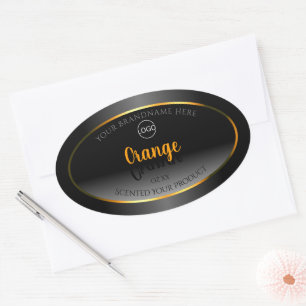 Modern Black White Product Label Orange Frame Logo