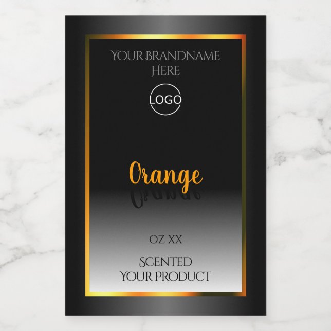 Modern Black White Product Label Orange Frame Logo (Single Label)