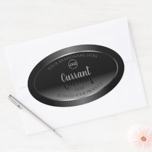 Modern Black White Product Label Silver Frame Logo