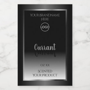 Modern Black White Product Label Silver Frame Logo