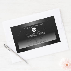 Modern Black White Product Label Soft Glitter Logo