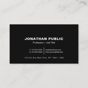 Modern Black White Professional Elegant Simple Business Card
