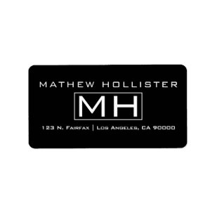 Modern Black & White Professional Monogrammed Label