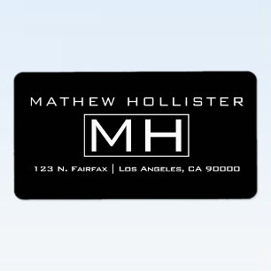 Modern Black & White Professional Monogrammed Label