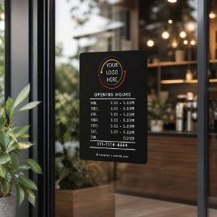 Modern Black & White QR Business Hours Logo