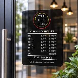 Modern Black & White QR Business Hours Logo