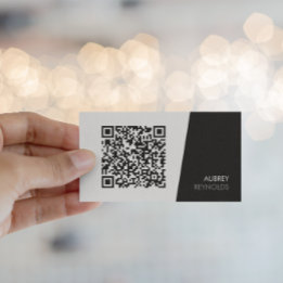 Modern Black & White QR Code Business Card