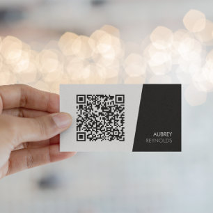 Modern Black & White QR Code Business Card