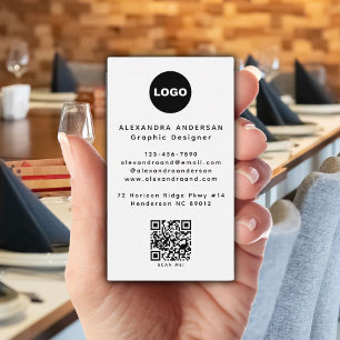 Modern Black White QR Code Logo Professional Business Card