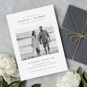 Modern Black & White QR Code Photo Wedding Invitation