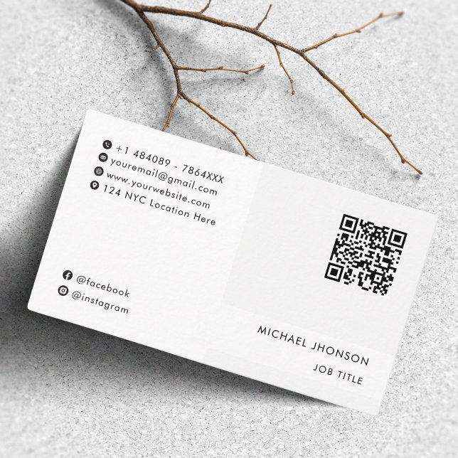 Modern Black White QR Code Social Media Icon Logo Business Card (Creator Uploaded)