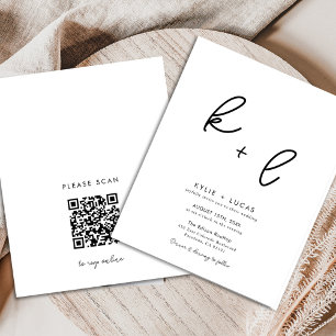 Modern Black & White Qr Code Wedding Invitation Flyer