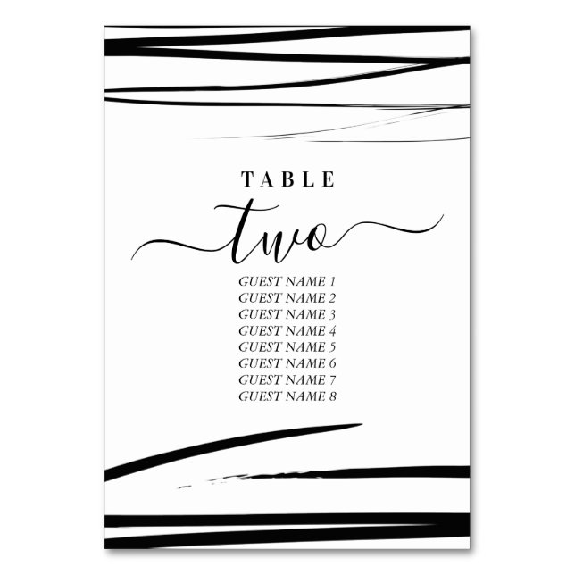Modern Black White QR Code Wedding Program Table Number (Front)
