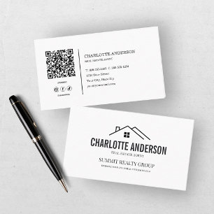 Modern Black White Real Estate Agent Business Card